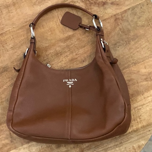 Prada Handbags - PRADA Vitelli Daino Leather Hobo